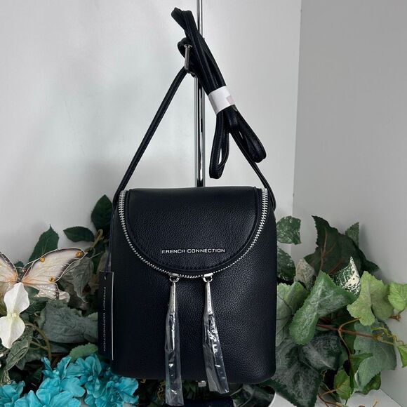 NWT French Connection Noreen Slouchy Easy Crossbody Bag Black Cell Phone Purse - Picture 1 of 10